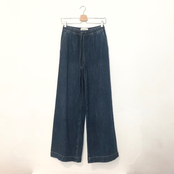 Boden Drawcord Denim Pants size 2 in Mid Wash Blue NWT - Picture 2 of 4